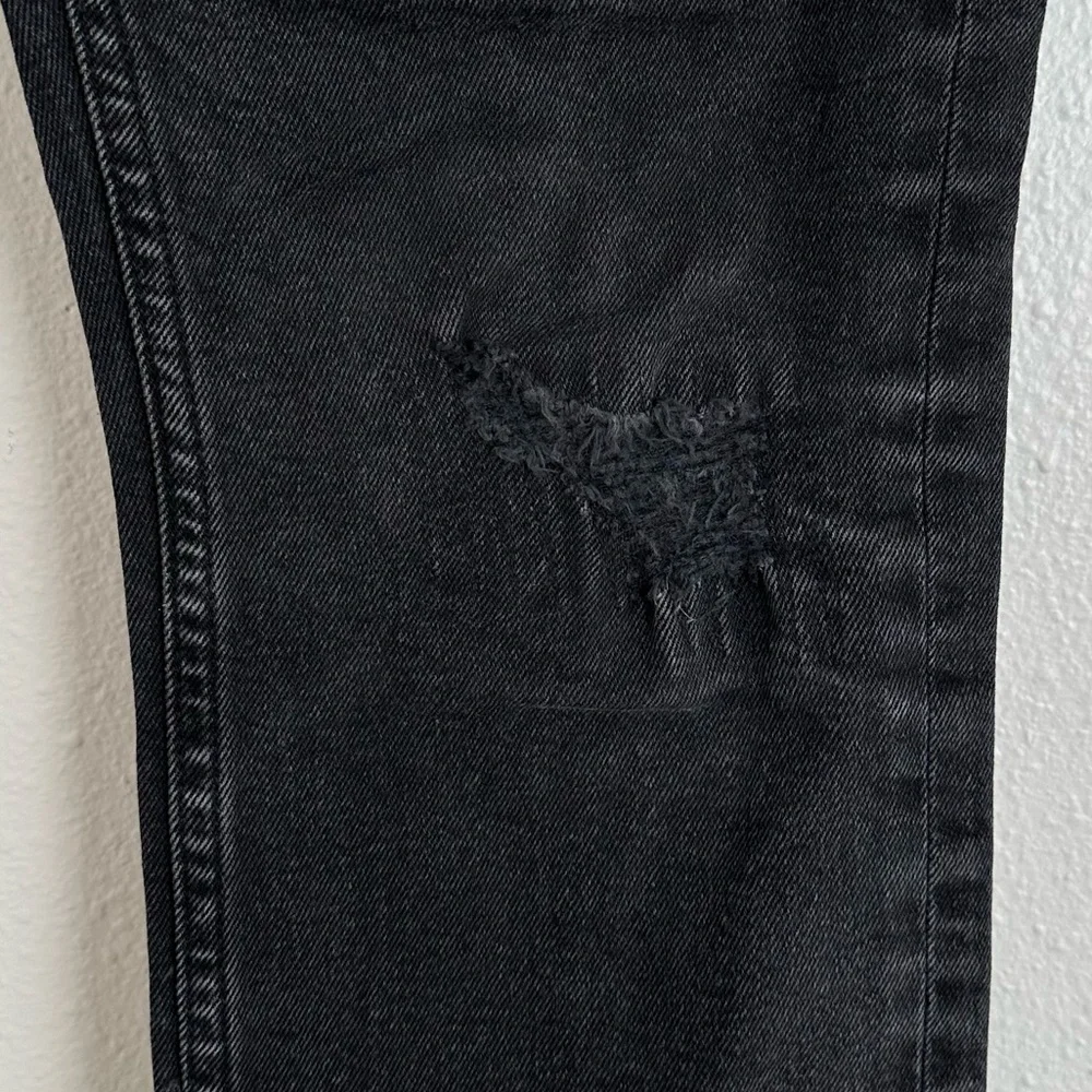 All Saints Cigarette Skinny Damaged Denim Cotton Black Jeans